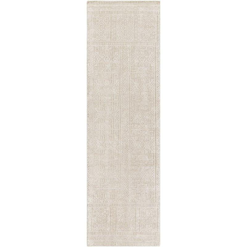 Hand-Knotted Moroccan Denim & Khaki Wool-Viscose Runner Rug