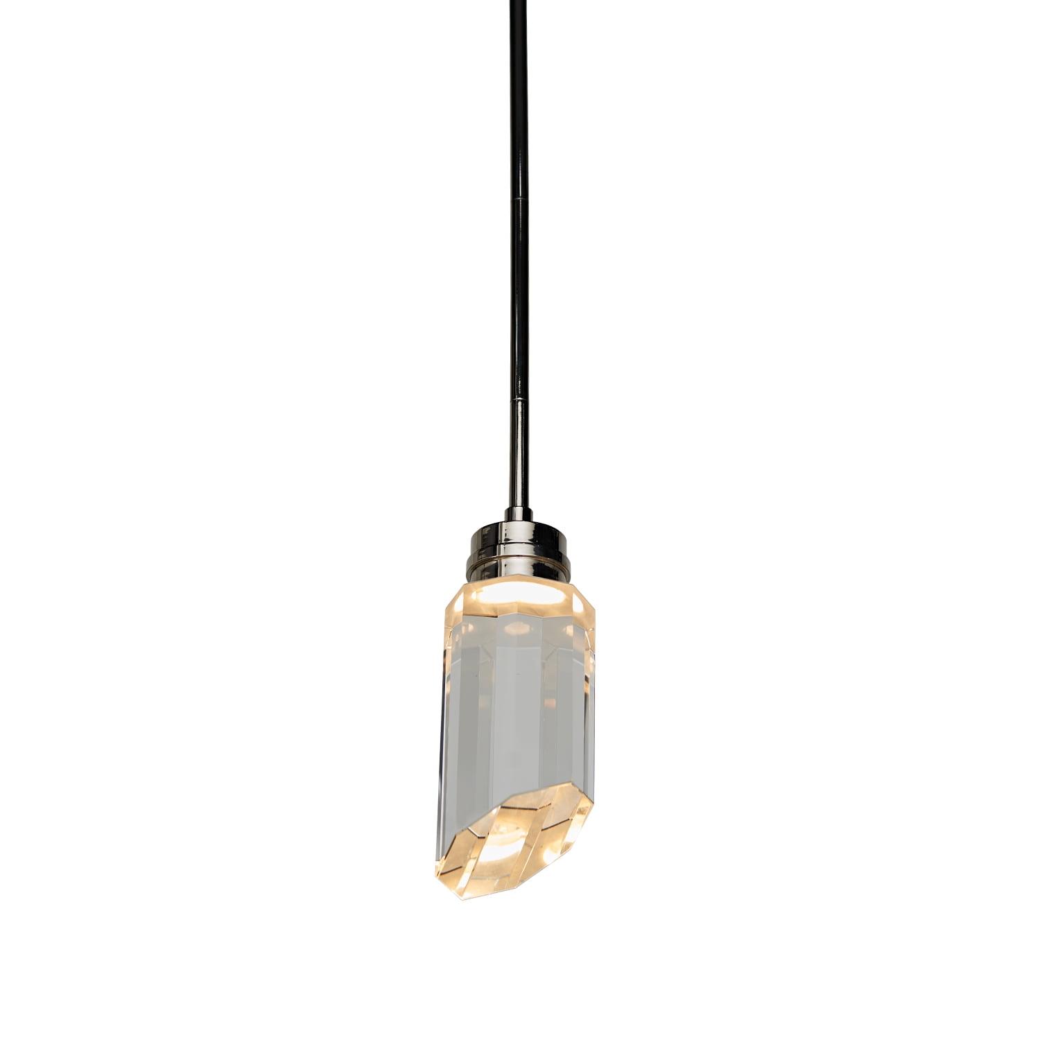 Polished Nickel Crystal LED Pendant Light, 9.5" Modern