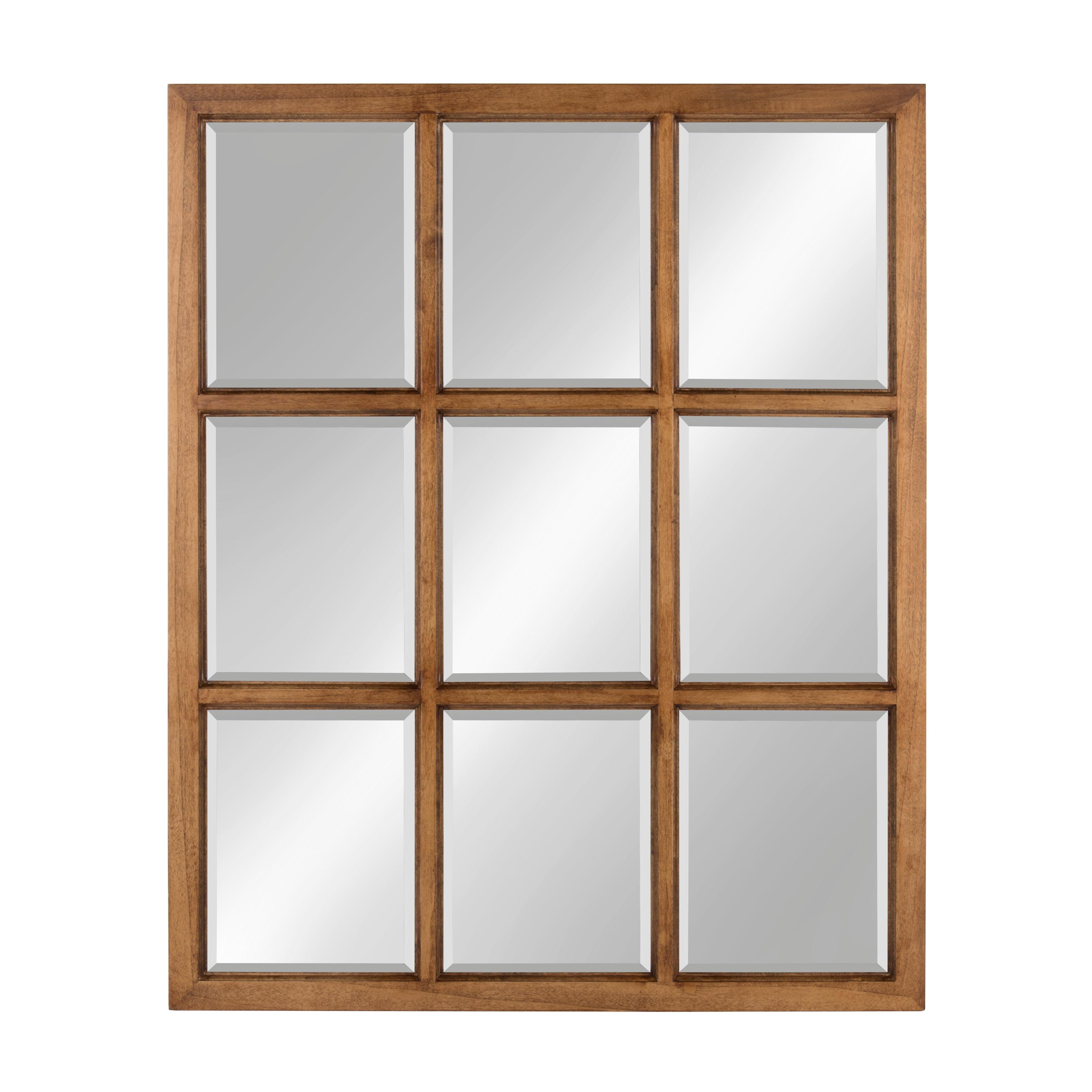 26&#34; x 32&#34; Hogan Windowpane Framed Wall Mirror Natural - Kate and Laurel