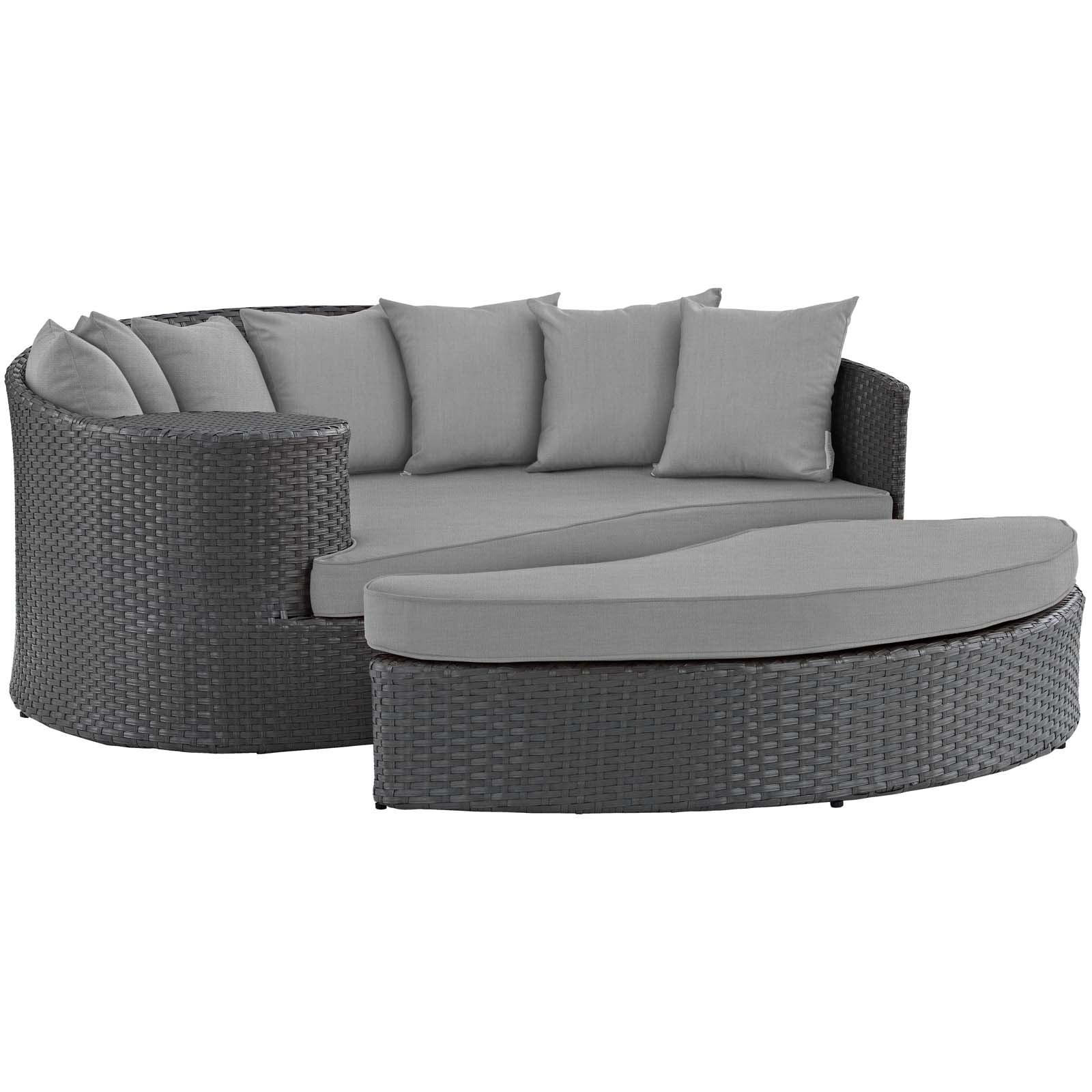 Sojourn Contemporary Gray Rattan Outdoor Patio Daybed