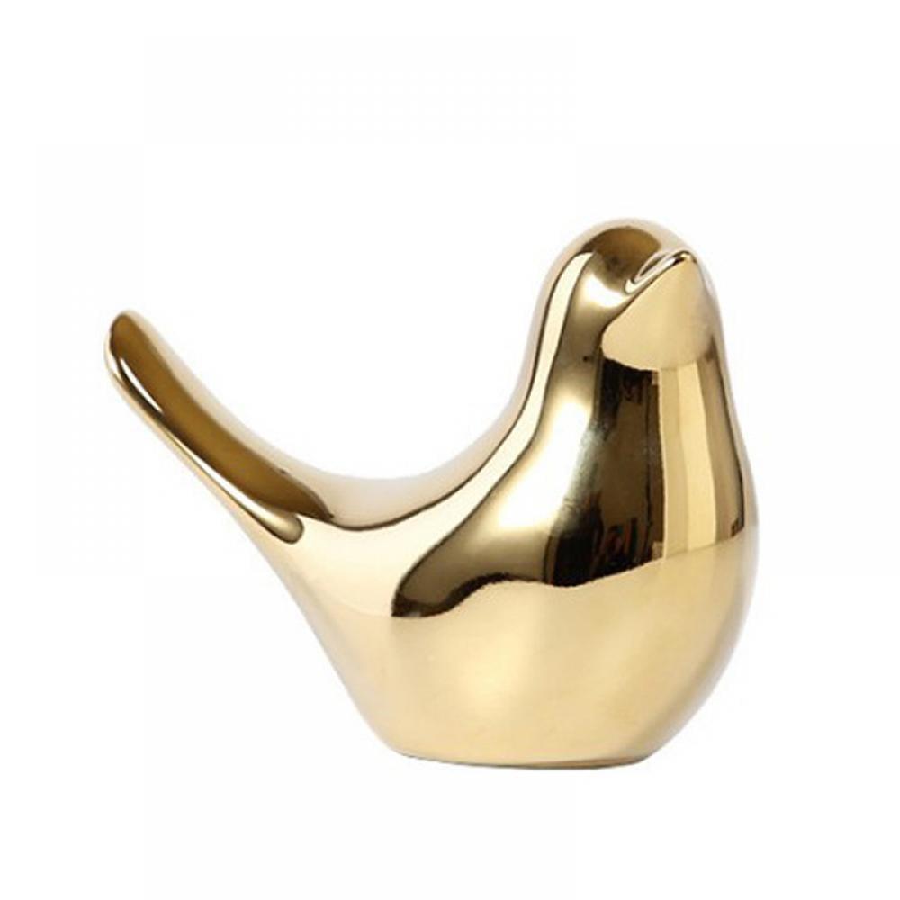 Gold Ceramic Bird Statues for Table Decor