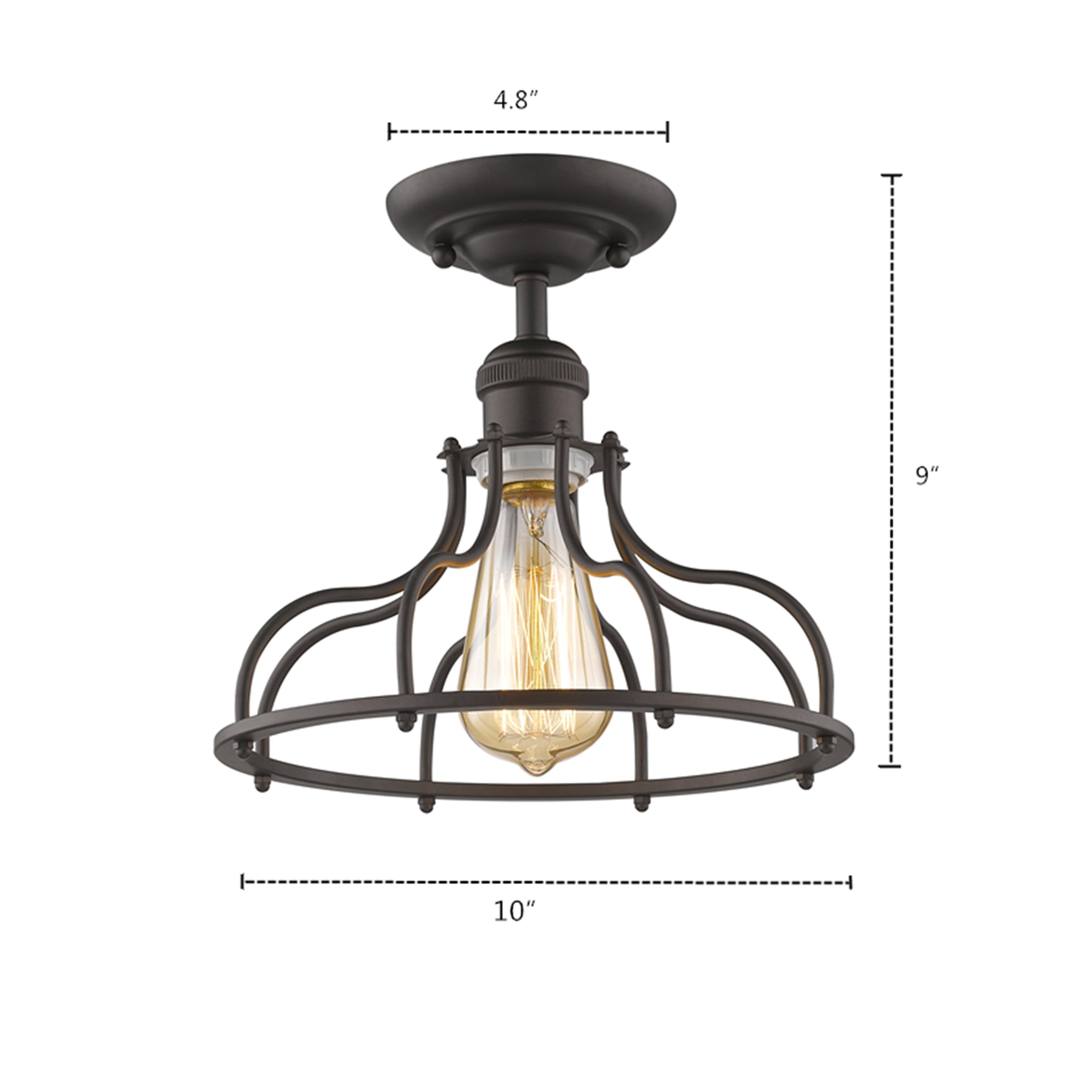 Industrial 10" Rubbed Bronze Glass Semi-Flush Ceiling Light