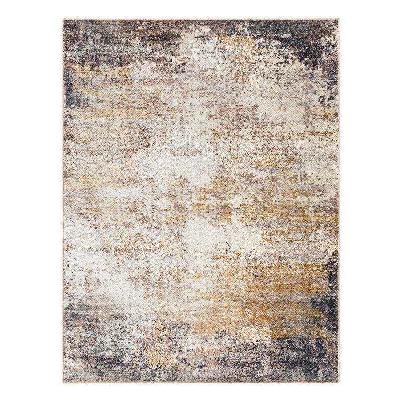 Modern Abstract Blue 7'10" x 10'6" Easy-Care Synthetic Rug