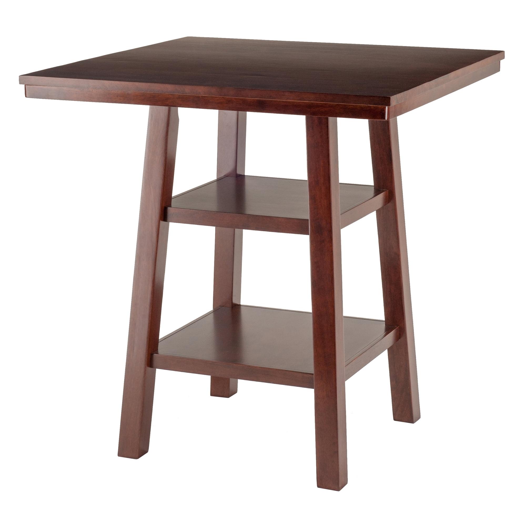 Orlando Square High Table with 2 Shelves Wood/Walnut - Winsome