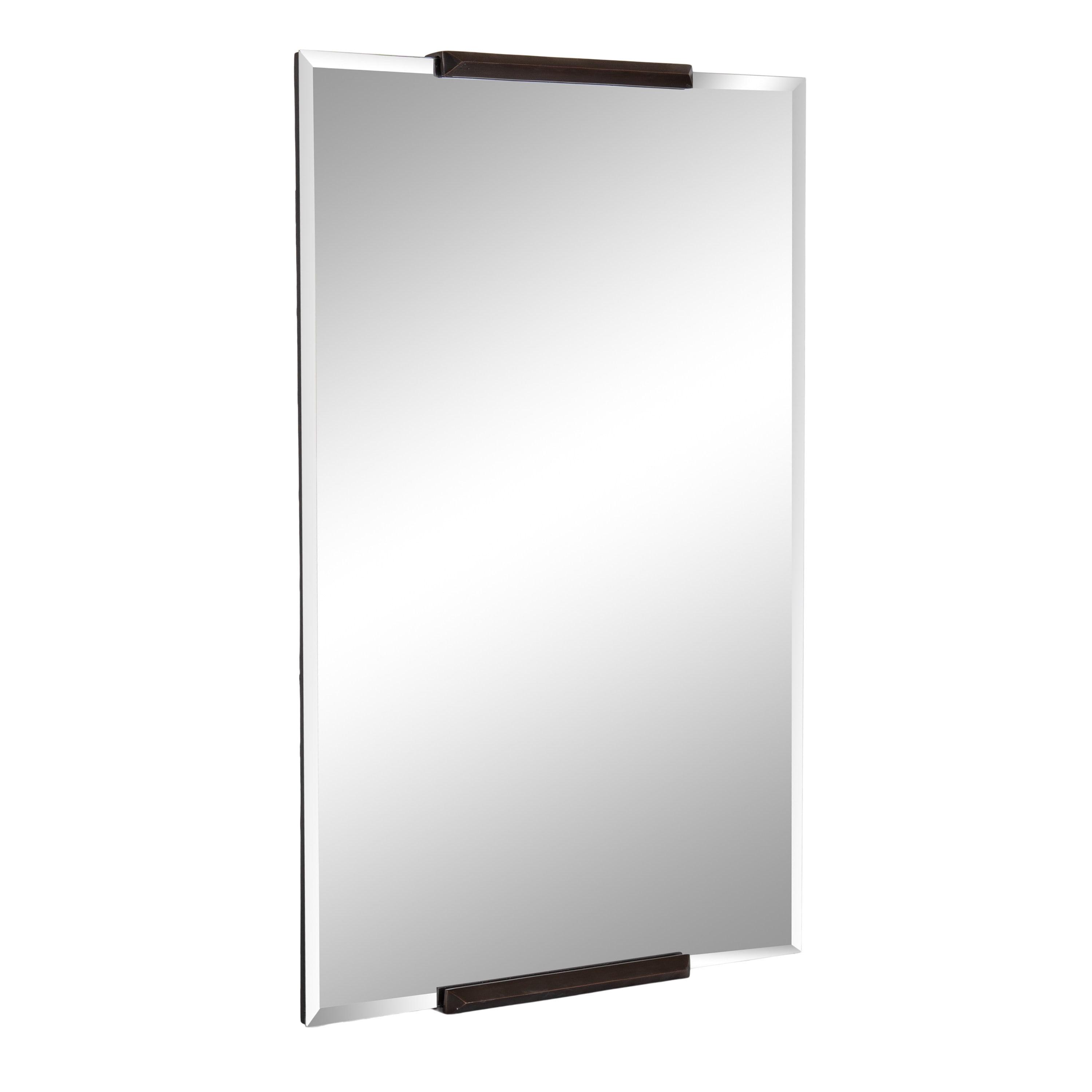 Bronze Frameless Rectangular Wall Mirror with Beveled Edges