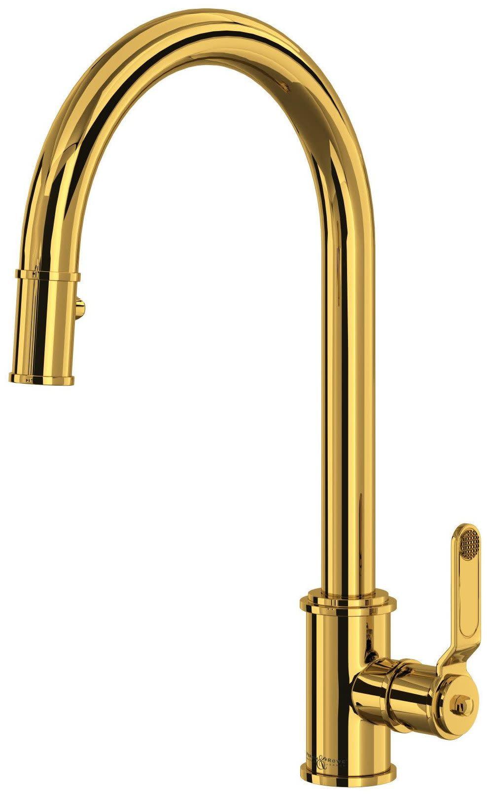 Armstrong 16 3/4" Modern Brass Pull-Down Kitchen Faucet