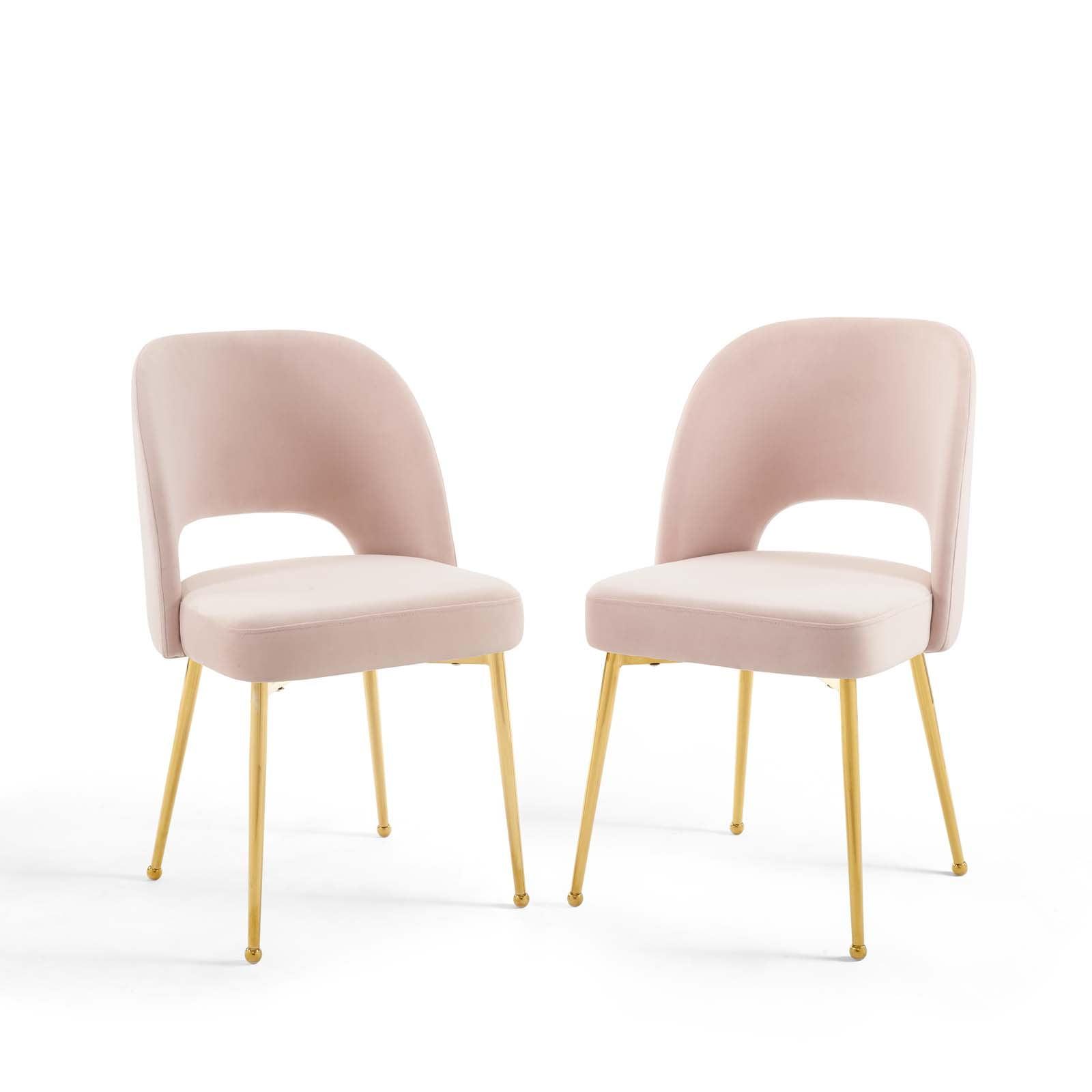 Elegant Pink Velvet & Gold Metal Side Chair