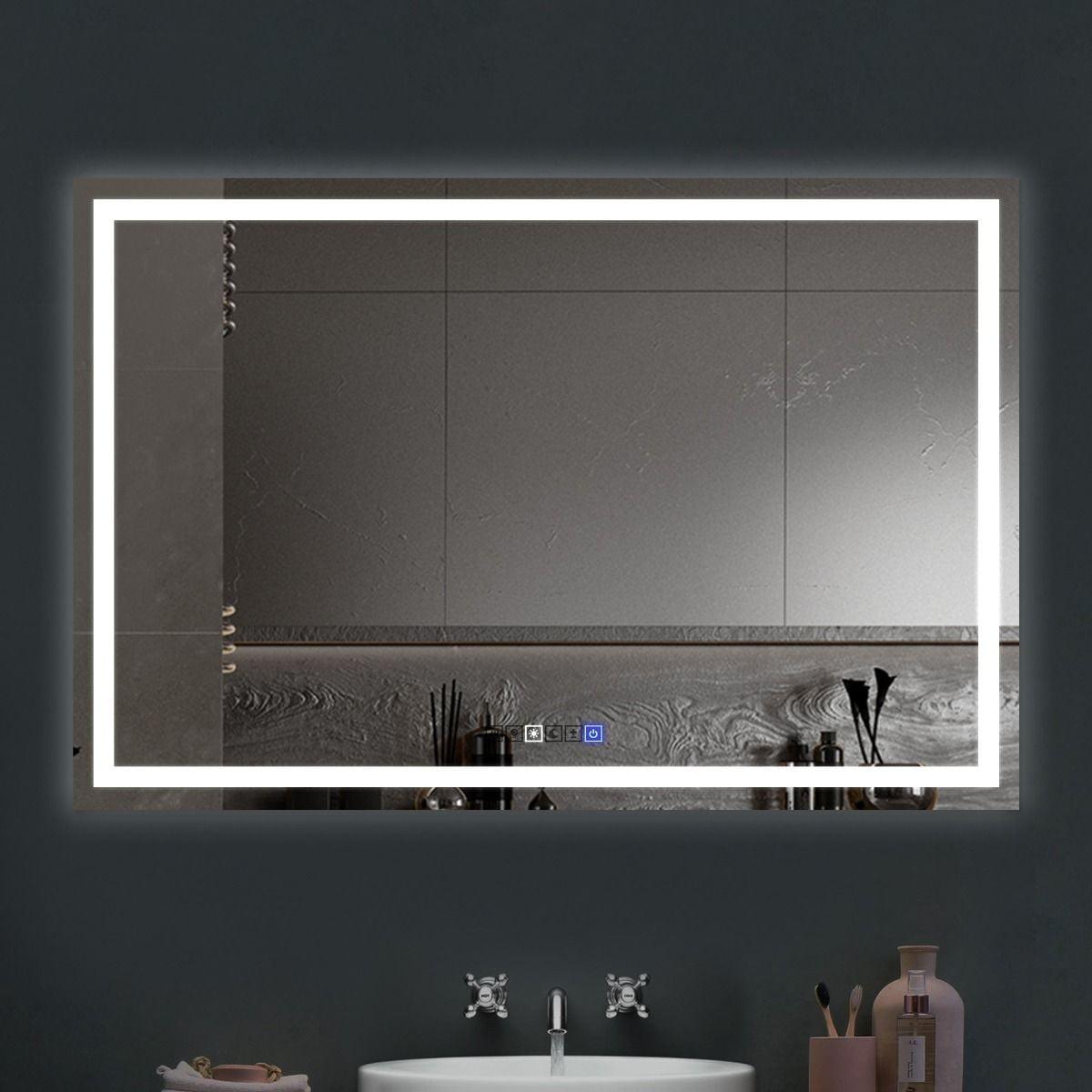 Sleek 60'' Frameless LED Lighted Full-Length Mirror with Touch Dimmer