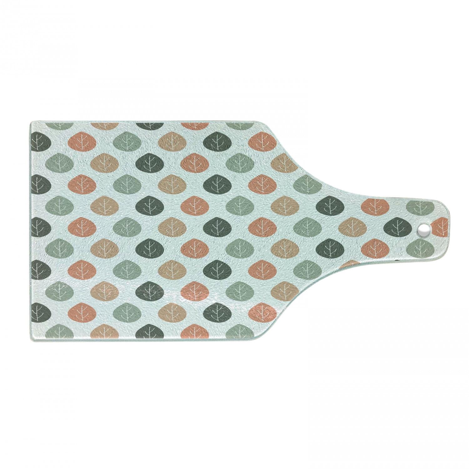 Ambesonne Salmon Tempered Glass Cutting Board Rhythmic Autumnal Leaves Salmon Multicolor