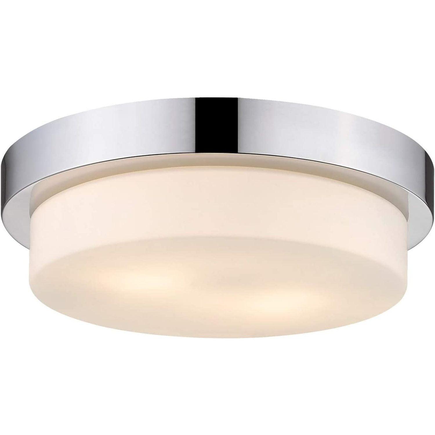 Transitional Chrome Finish LED Flush Mount with Opal Glass