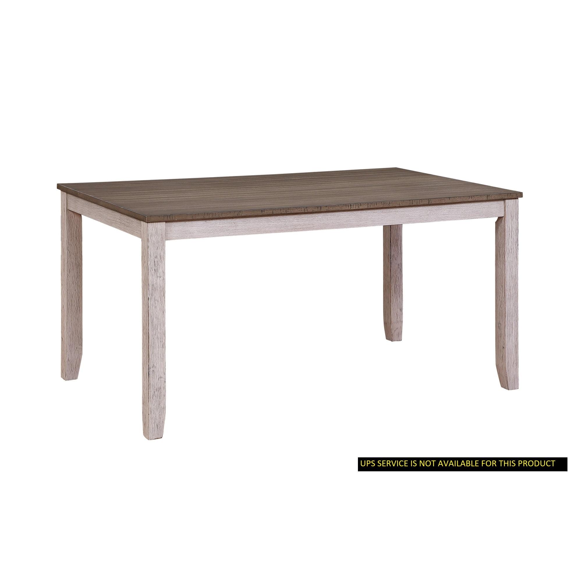 Rectangular Dining Table with Chamfered Legs, Antique White & Brown