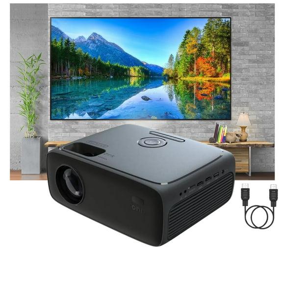 Restored ONN 720P HD Home Theater Projector with 6' HDMI Cable, Black, HDMI/USB/MicroSD/AV - Indoor & outdoor use 100096801 (Refurbished)