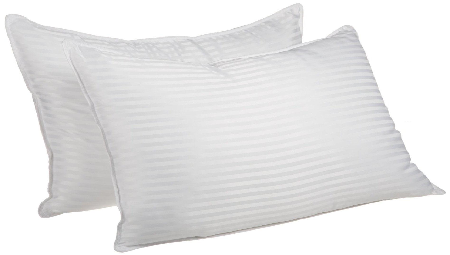 White Striped Medium Density Microfiber Pillow Set, 18" x 33"