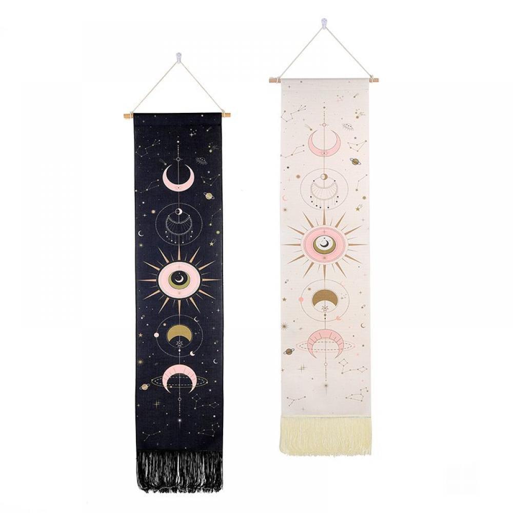 Black and White Moon Phase Polyester Wall Tapestry Set