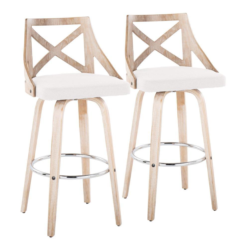 Set of 2 Charlotte Barstools: Fixed-Height, Swivel Seat, X-Back Design - LumiSource