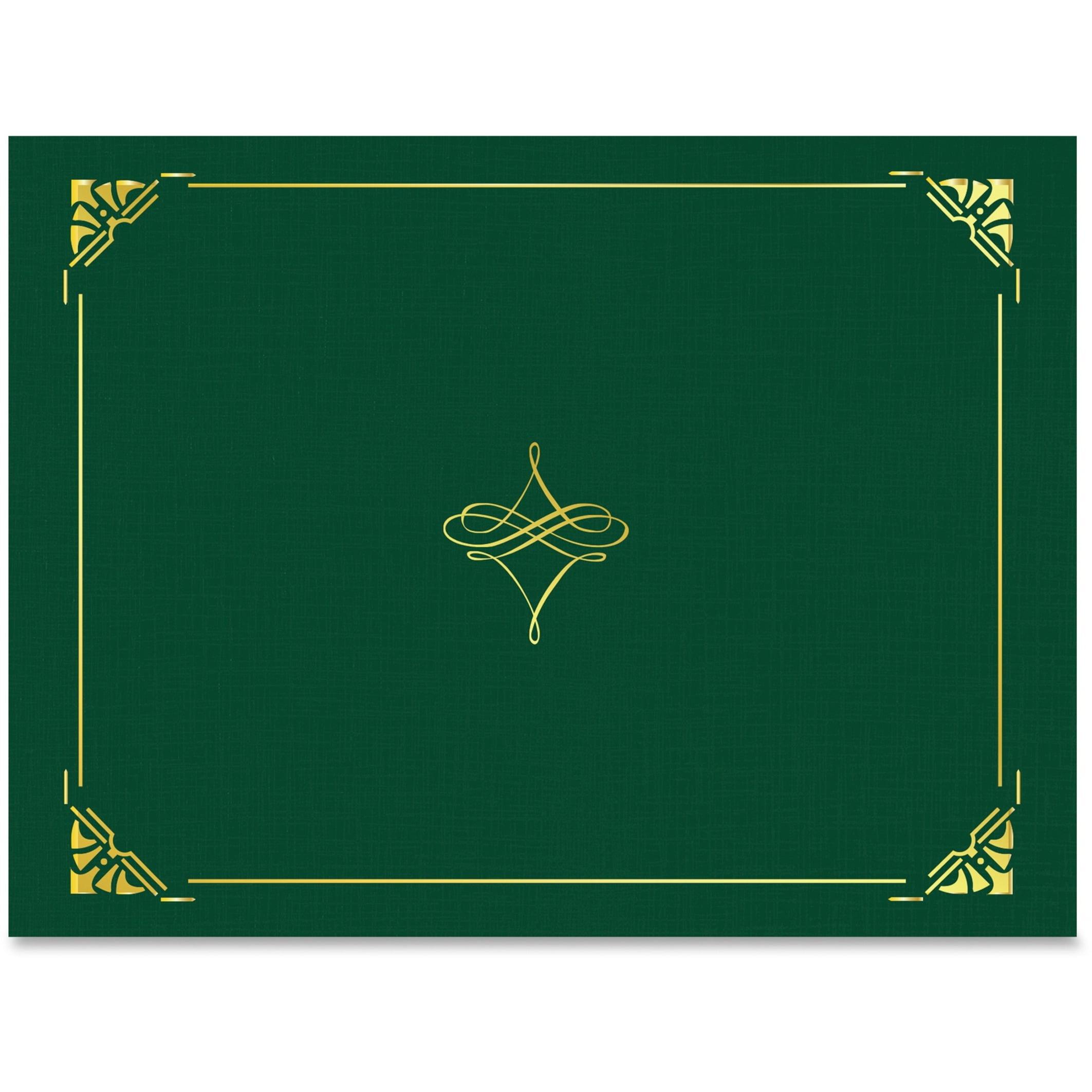 Geographics Gold Foil Border Certificate Holder, Hunter Green, 5 pack
