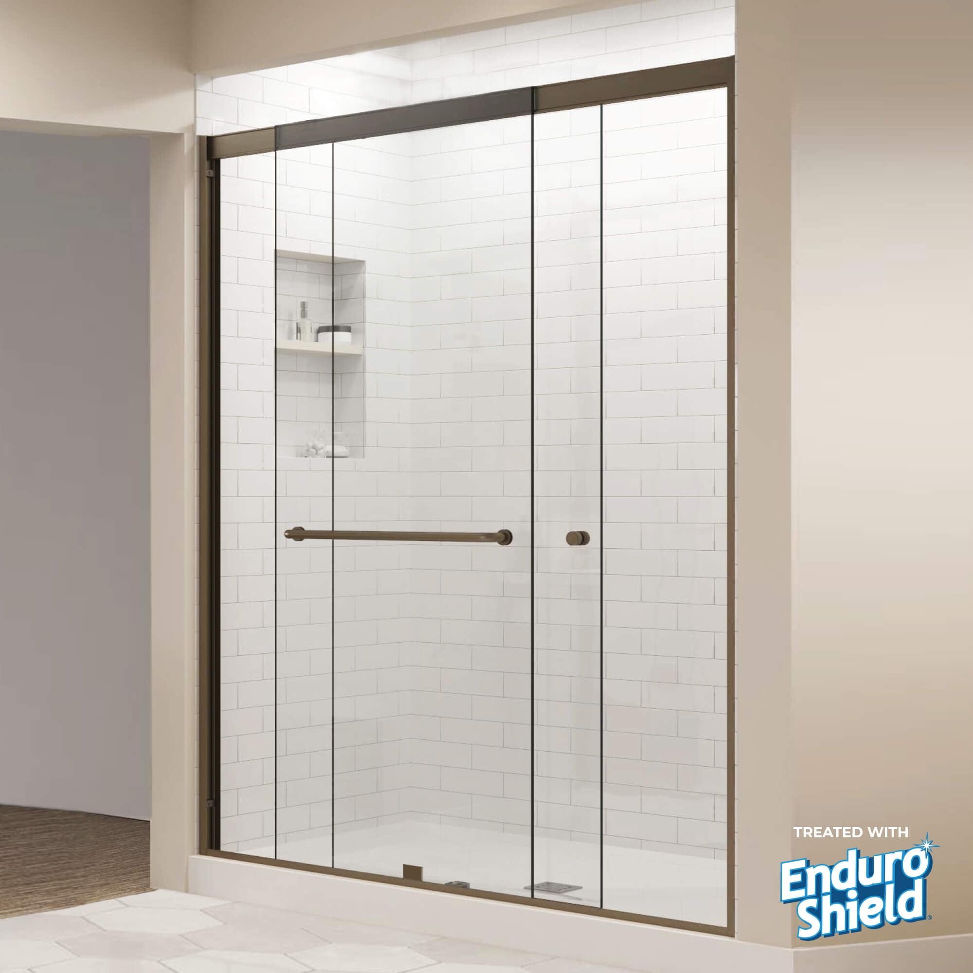 48" x 70" Brushed Nickel Semi-Frameless Sliding Shower Door