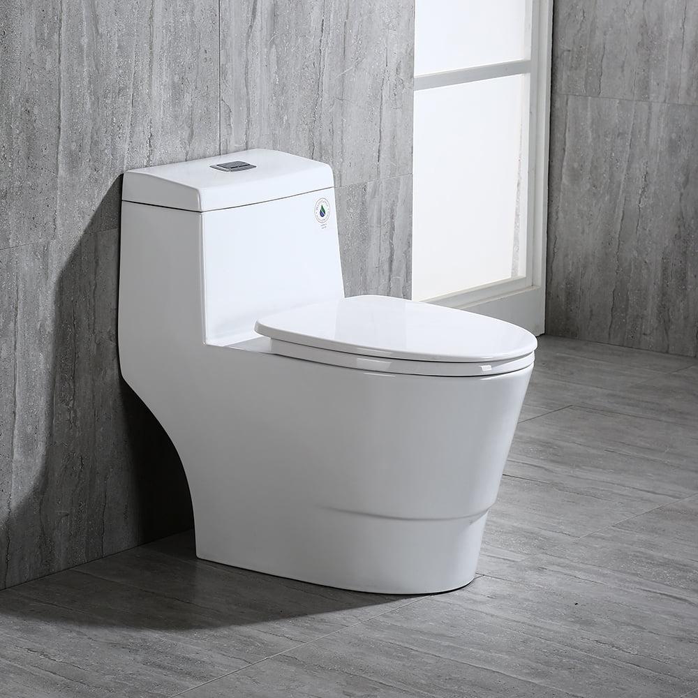 White Elongated Dual Flush High Efficiency One Piece Toilet