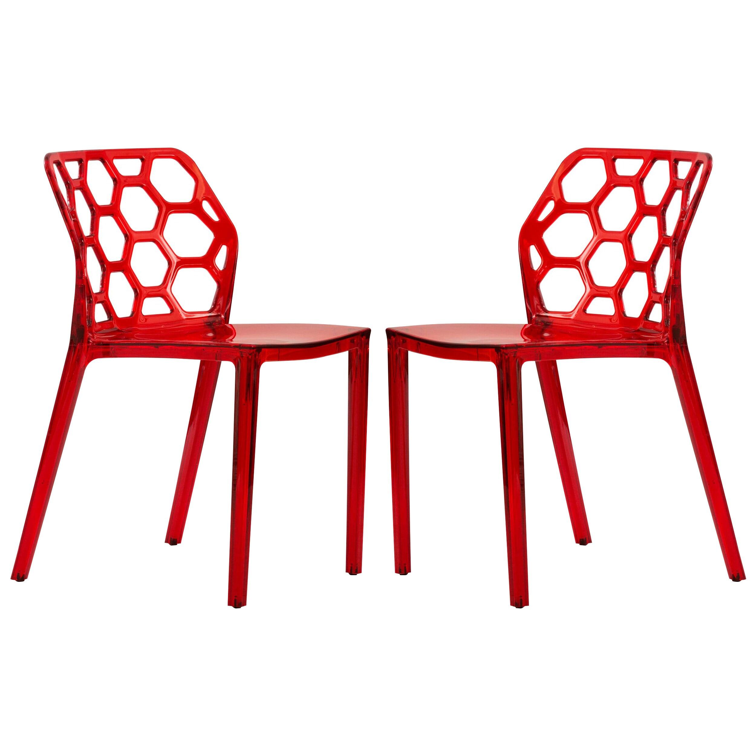 High Transparent Red Metal Side Chair