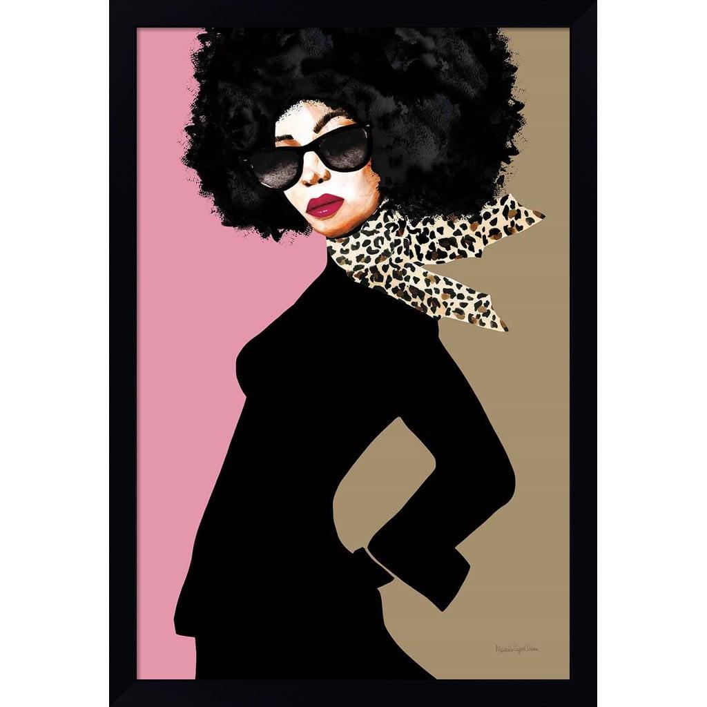 Petite Black Framed Art with Leopard Print Scarf