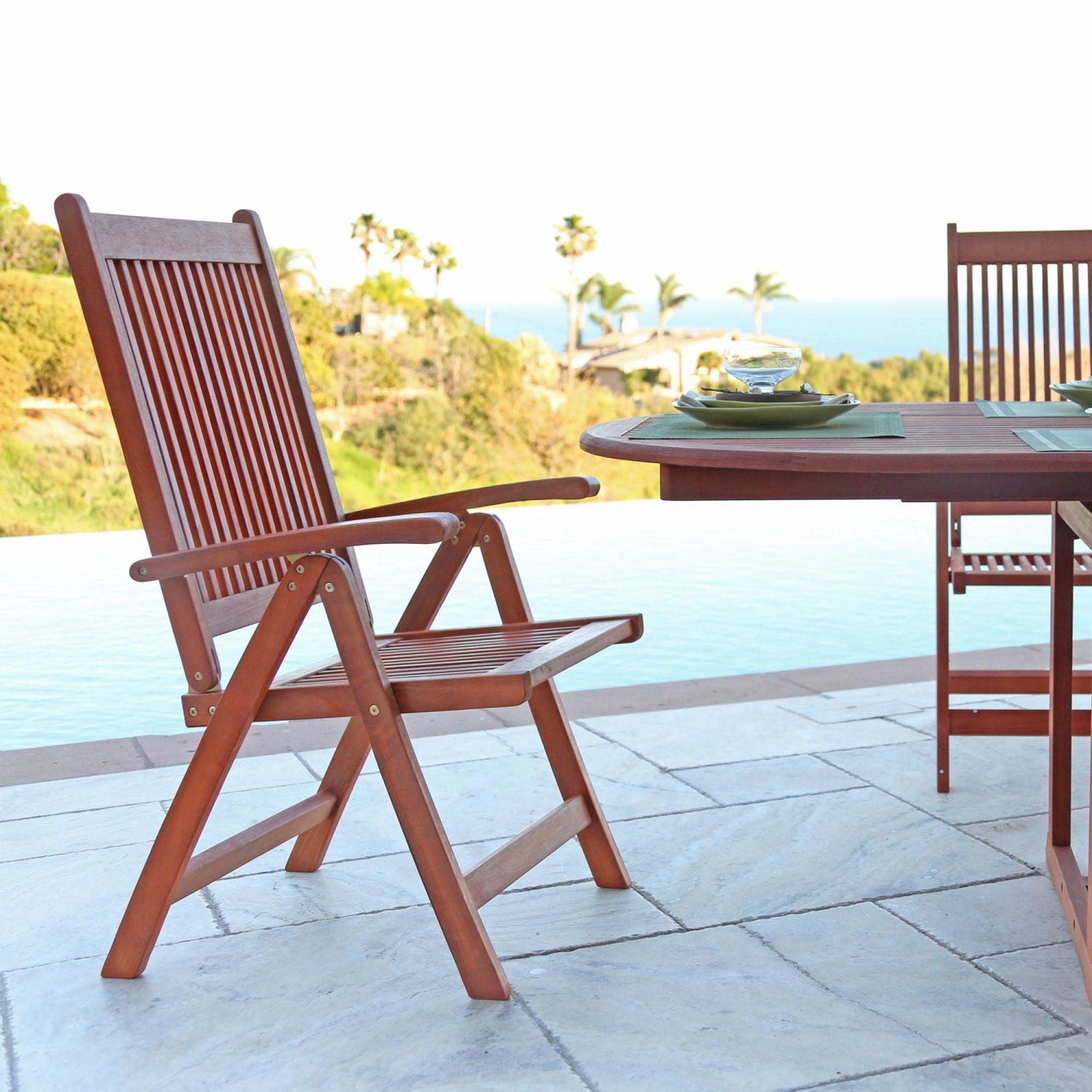 Eucalyptus Wood Reddish Brown 5-Position Reclining Armchair