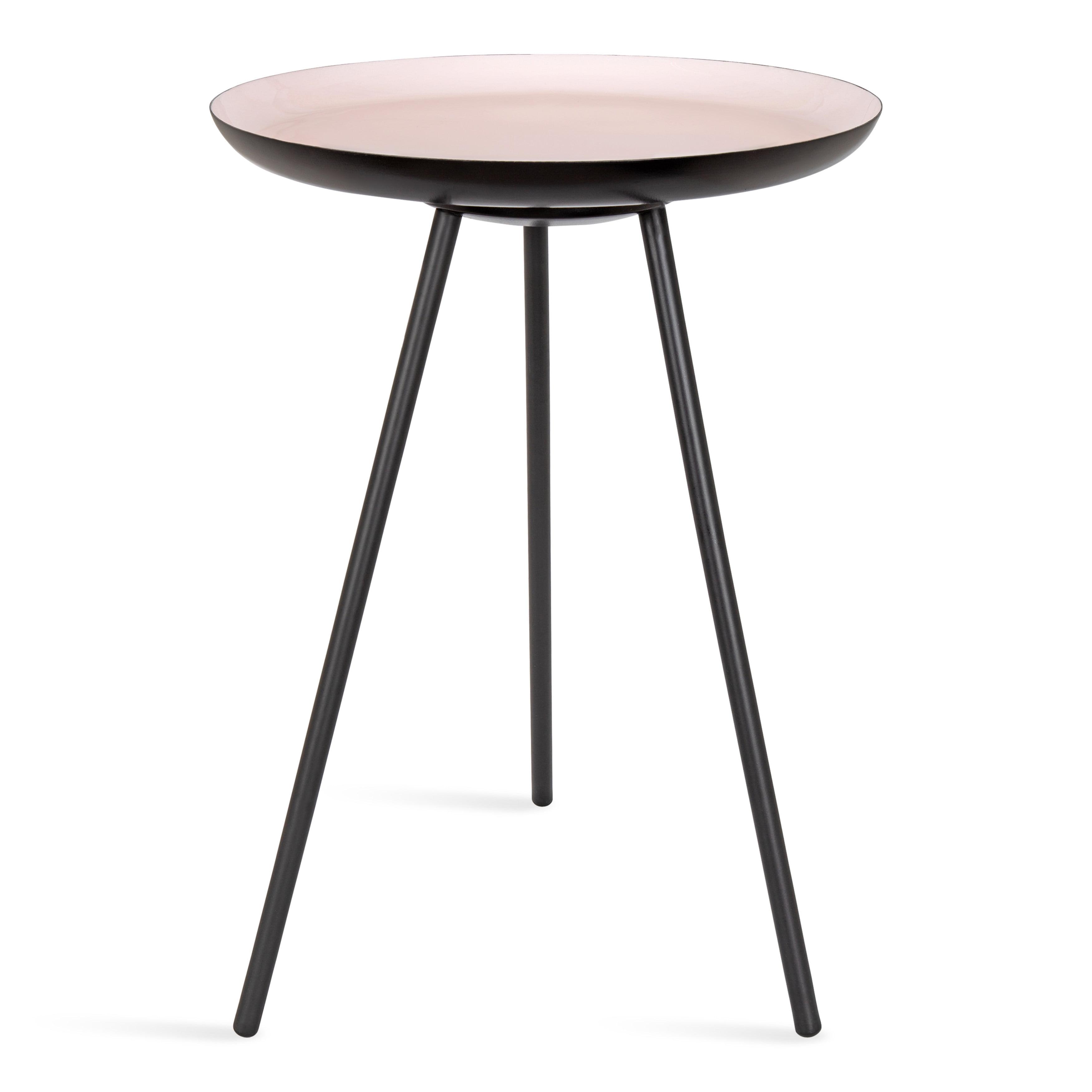 Kate and Laurel Laranya Round Metal Side Table, 15x15x22.5, Pink and Black
