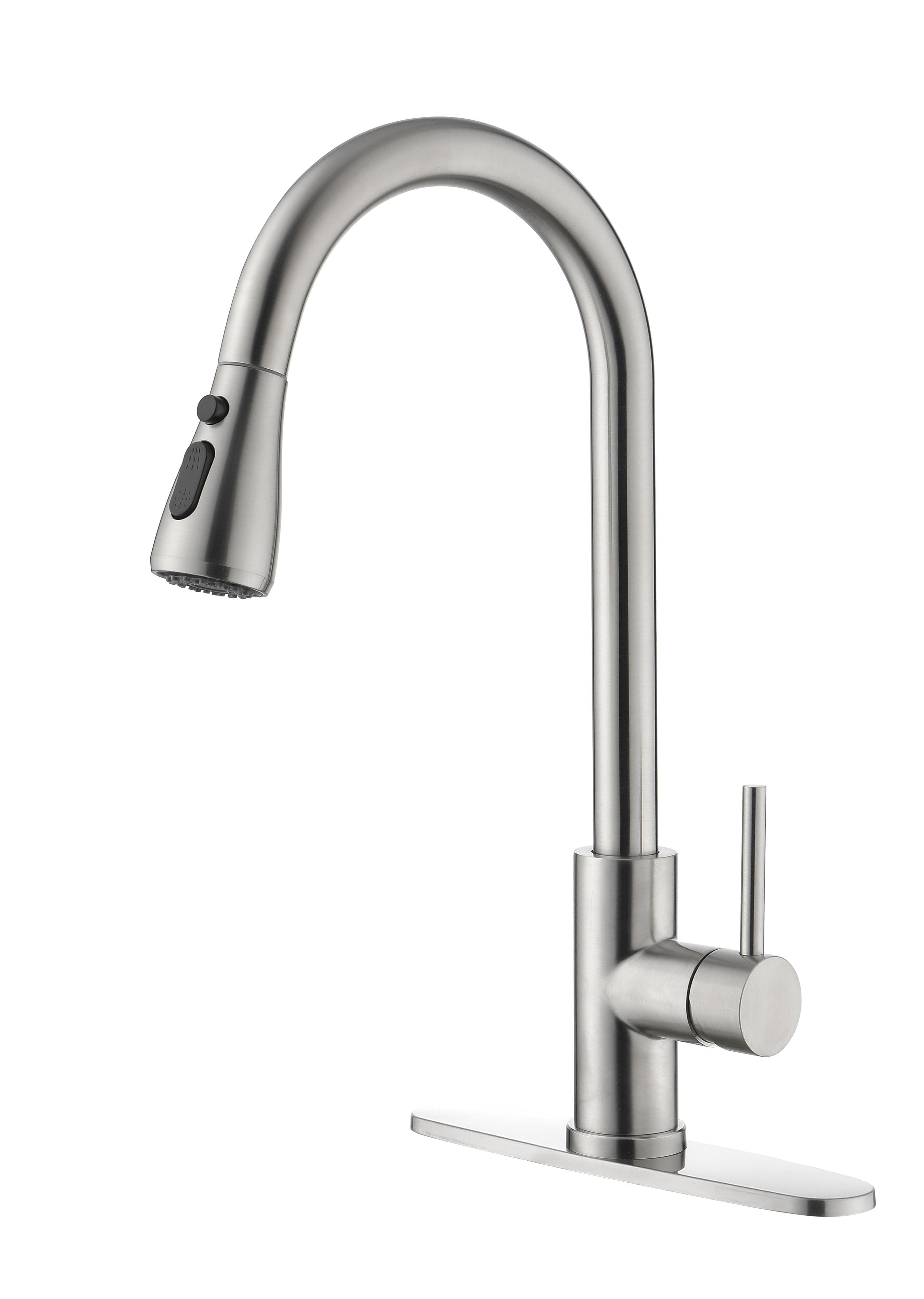 Single Handle High Arc Brushed Nickel Pull Out Kitchen Faucet