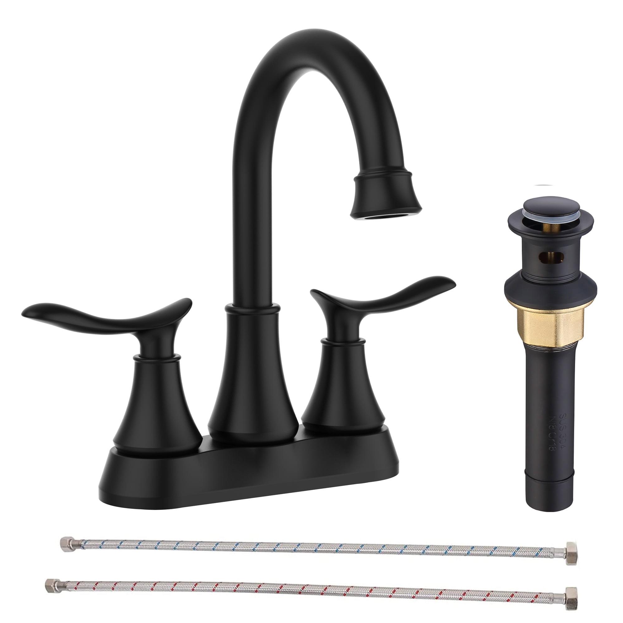 Matte Black Stainless Steel 2-Handle Bathroom Faucet with Pop-Up Drain