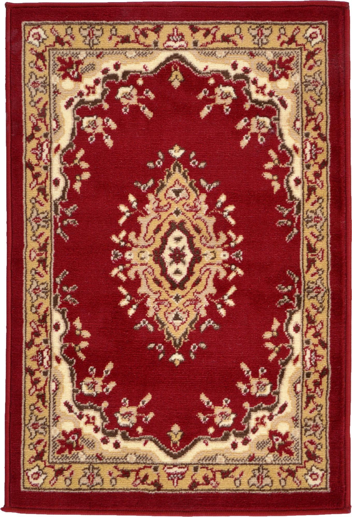 Burgundy Medallion Handmade Synthetic 2'2" x 3'1" Area Rug