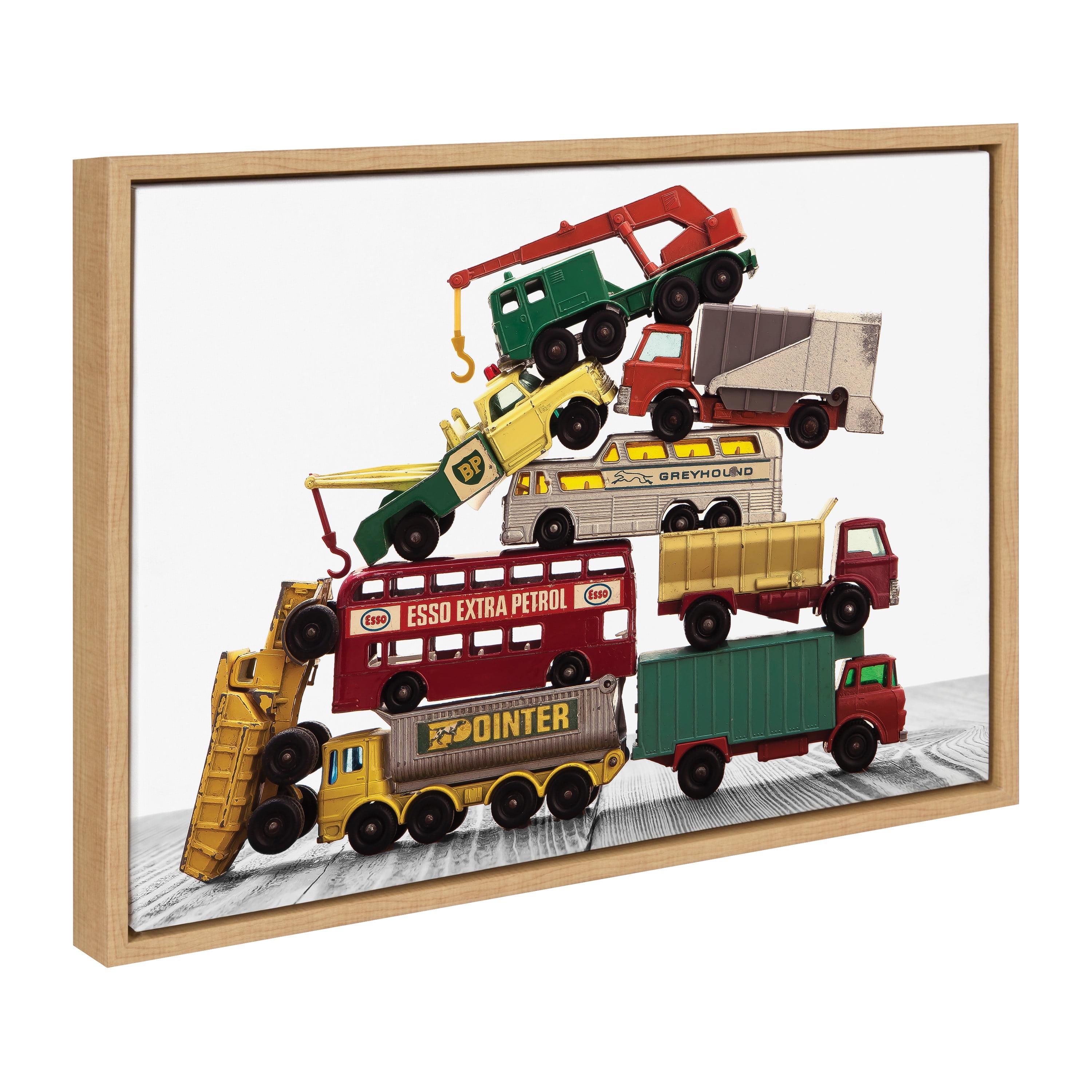 Colorful Stacked Toy Cars Canvas Art for Kids Nursery