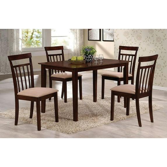 Samuel 47" Dining Set Espresso and Microfiber - Acme Furniture: Wood Frame, 4-Seat Capacity, 60-Day Warranty