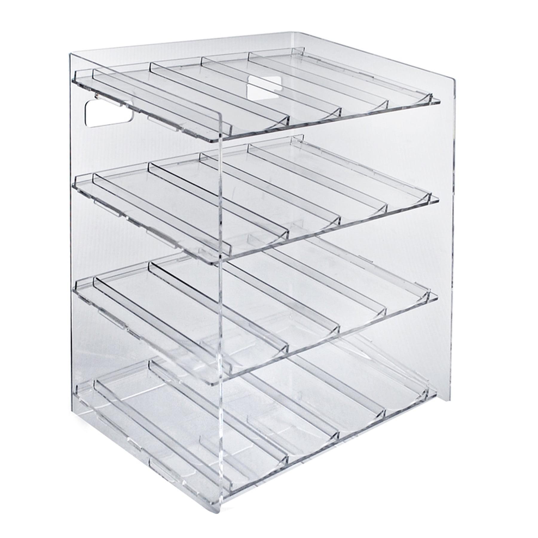 Clear Acrylic Four-Tier 16-Compartment Countertop Display Rack