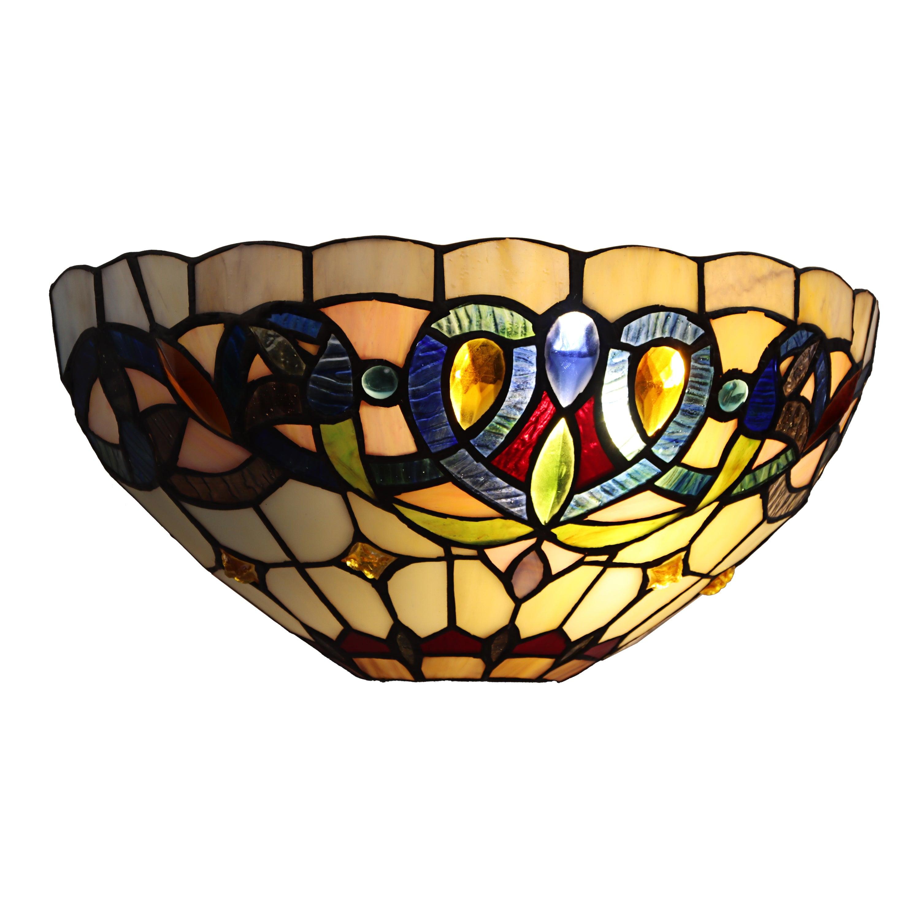 Victorian Tiffany-Style Black Stained Glass Wall Sconce