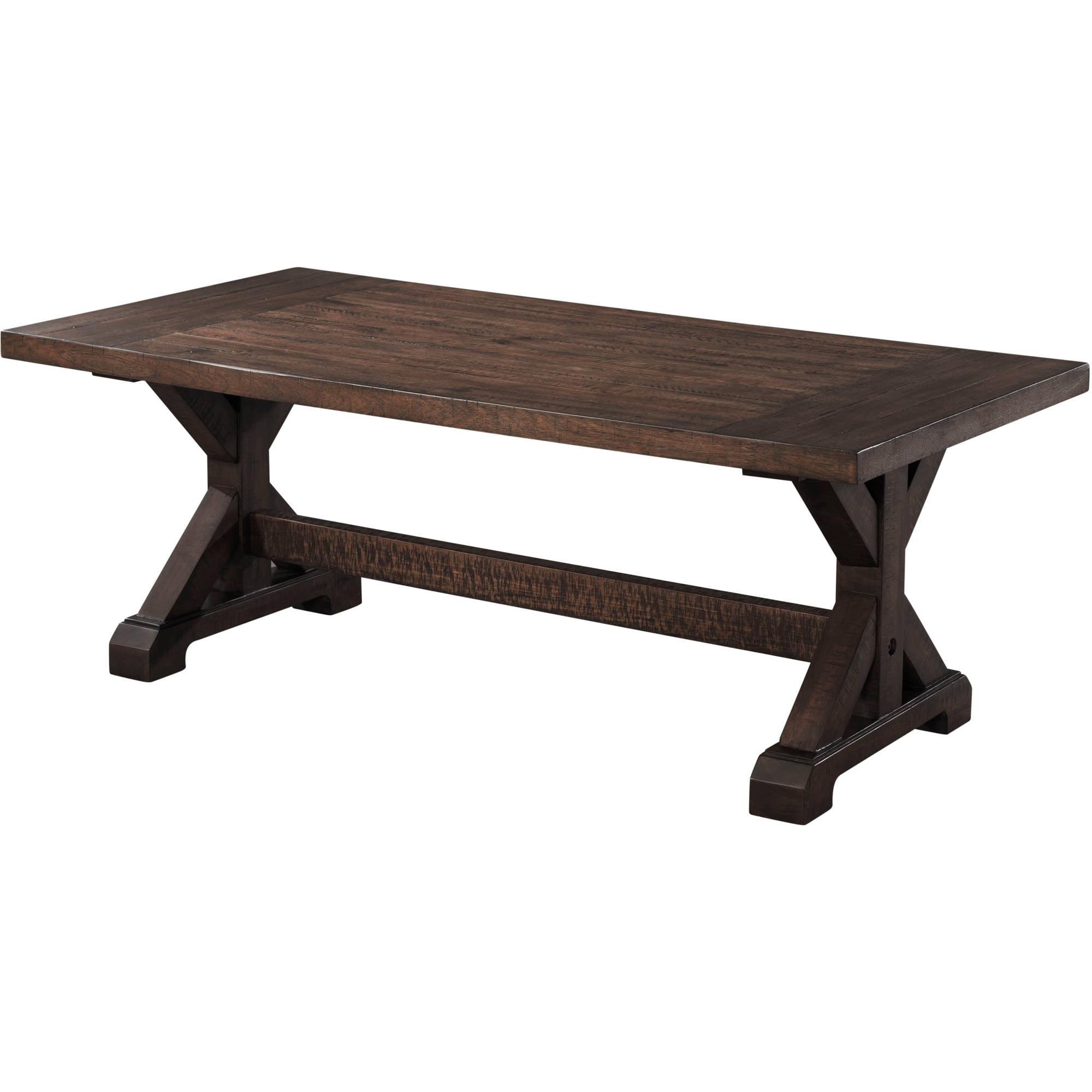 Rustic Trestle Base Rectangular Coffee Table in Walnut