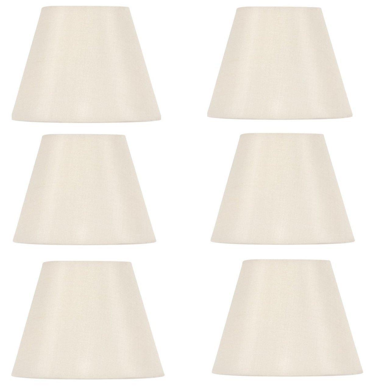 White Silk 4-Inch Drum Chandelier Lampshades Set of 6