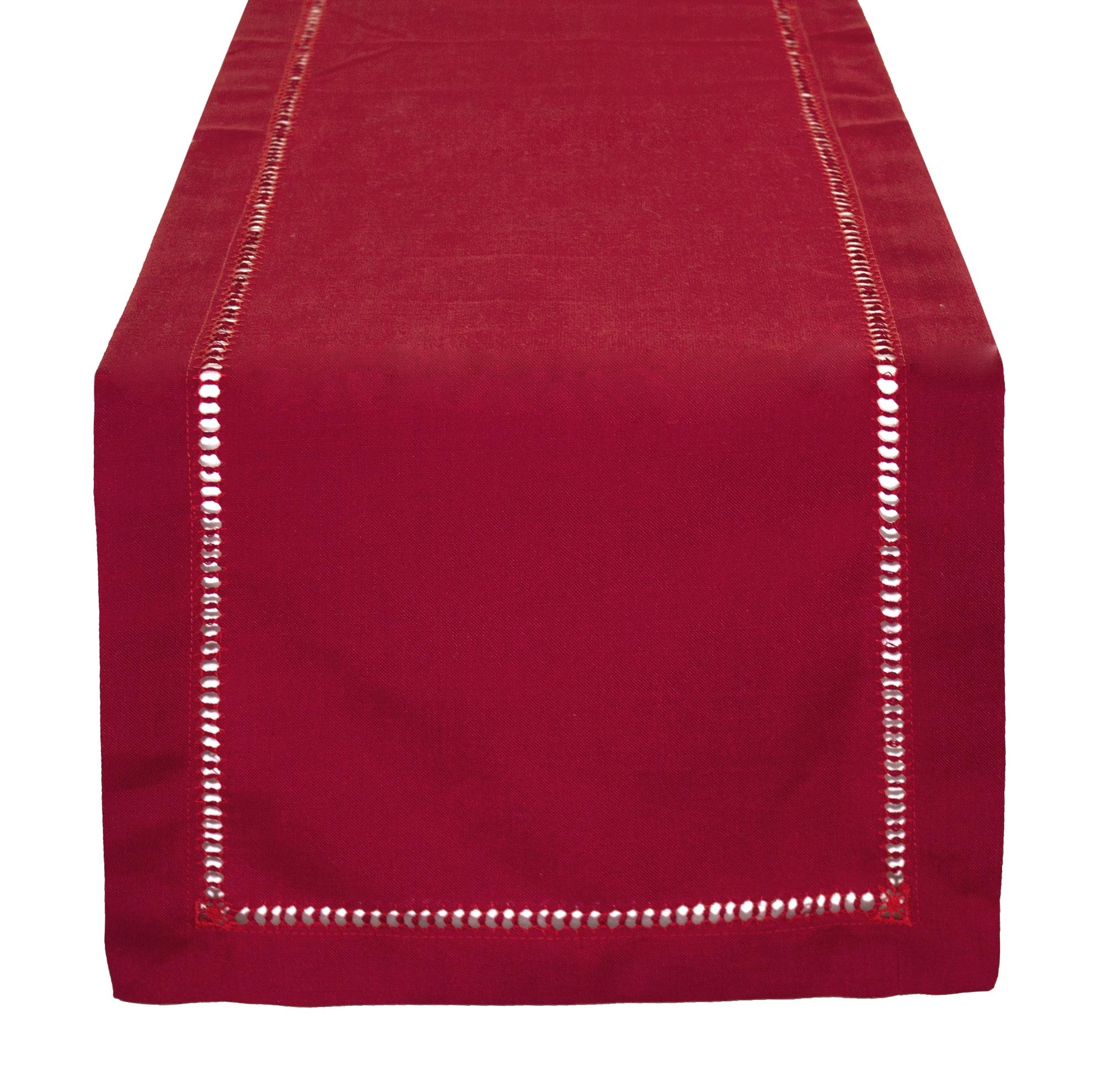 Red Polyester Hemstitched 14"x36" Table Runner