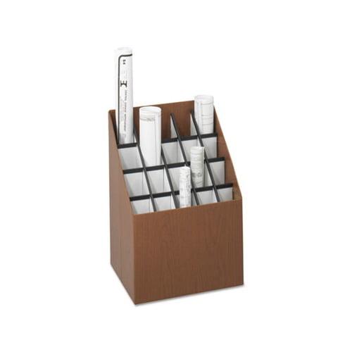 Walnut Woodgrain 20-Compartment Corrugated Roll File Organizer