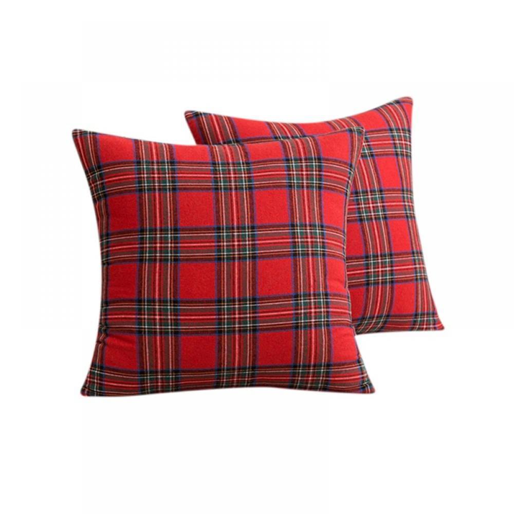 Unique Bargains Festive Plaid Scottish Tartan Pillow Covers 2 Pcs