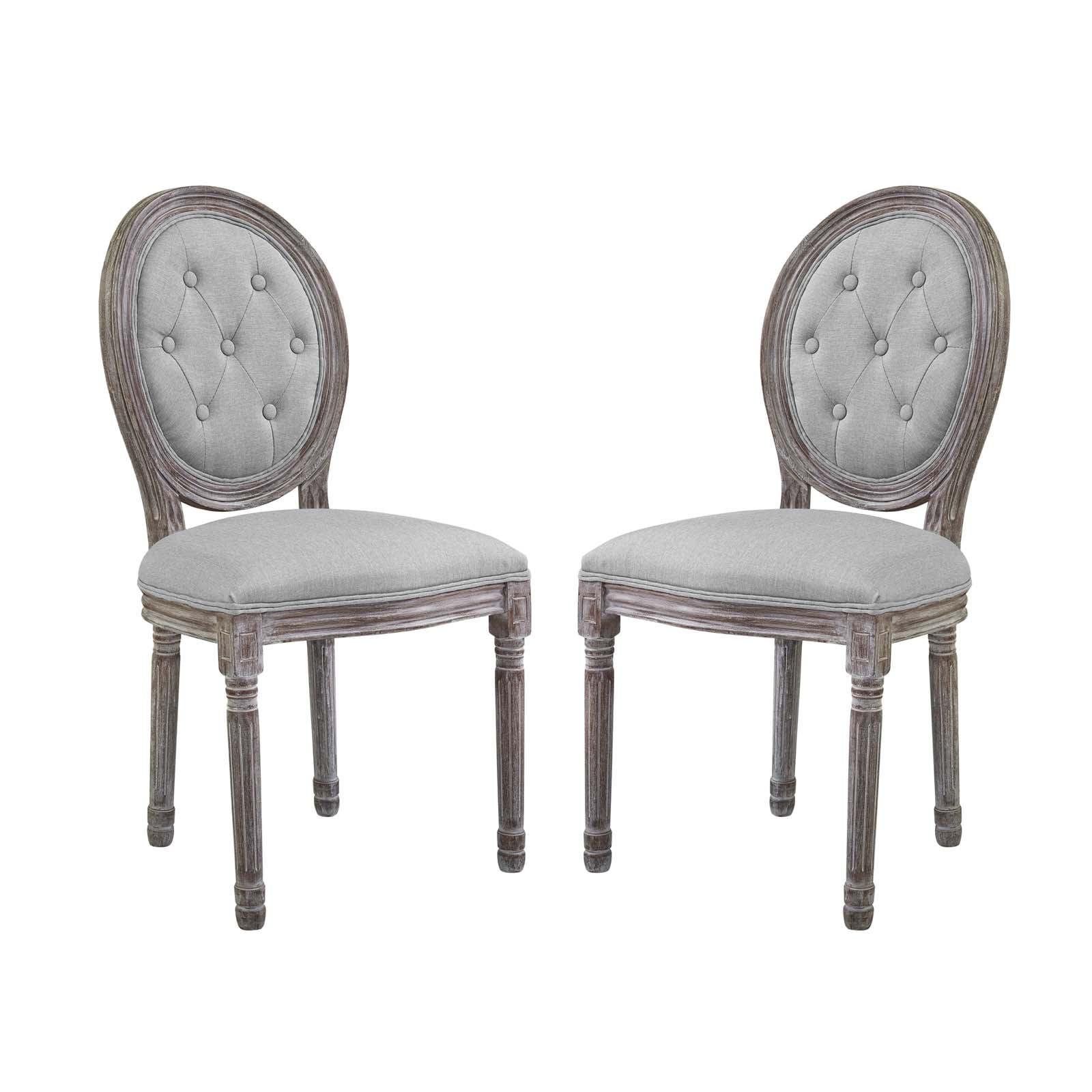 Elegant Fluted Wood Frame Light Gray Upholstered Side Chair