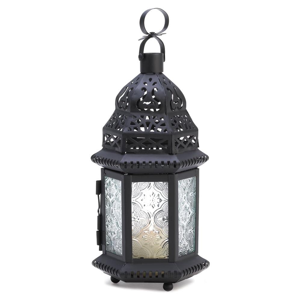 Winter Glow Intricate Metal & Glass Moroccan Table Lantern