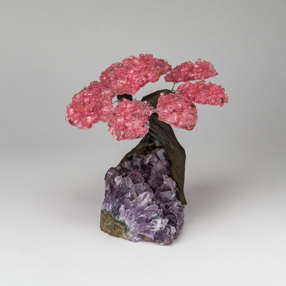 Medium Rose Quartz Gemstone Tree on Amethyst Matrix