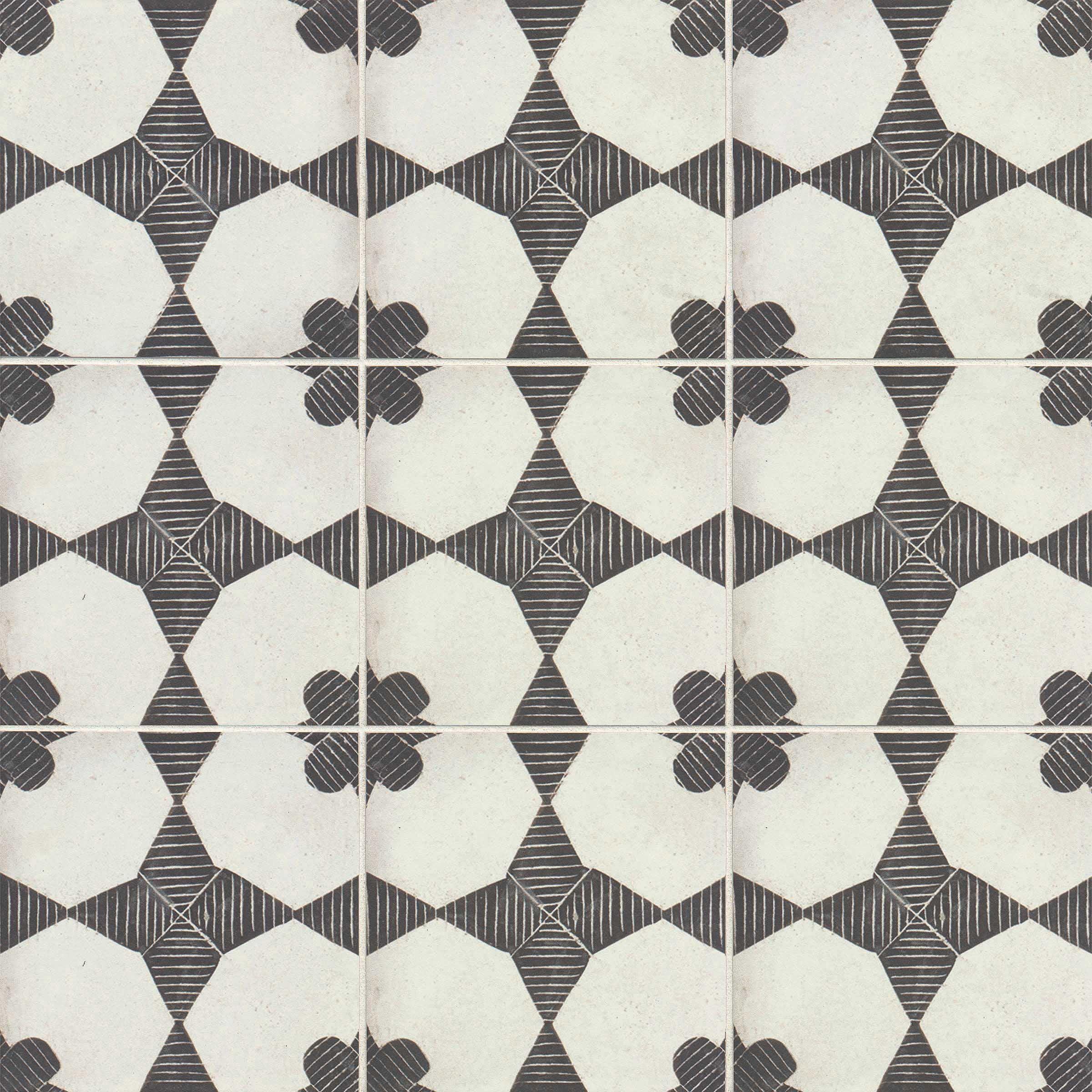 Moderno Black and White Porcelain 8" x 8" Decorative Tile