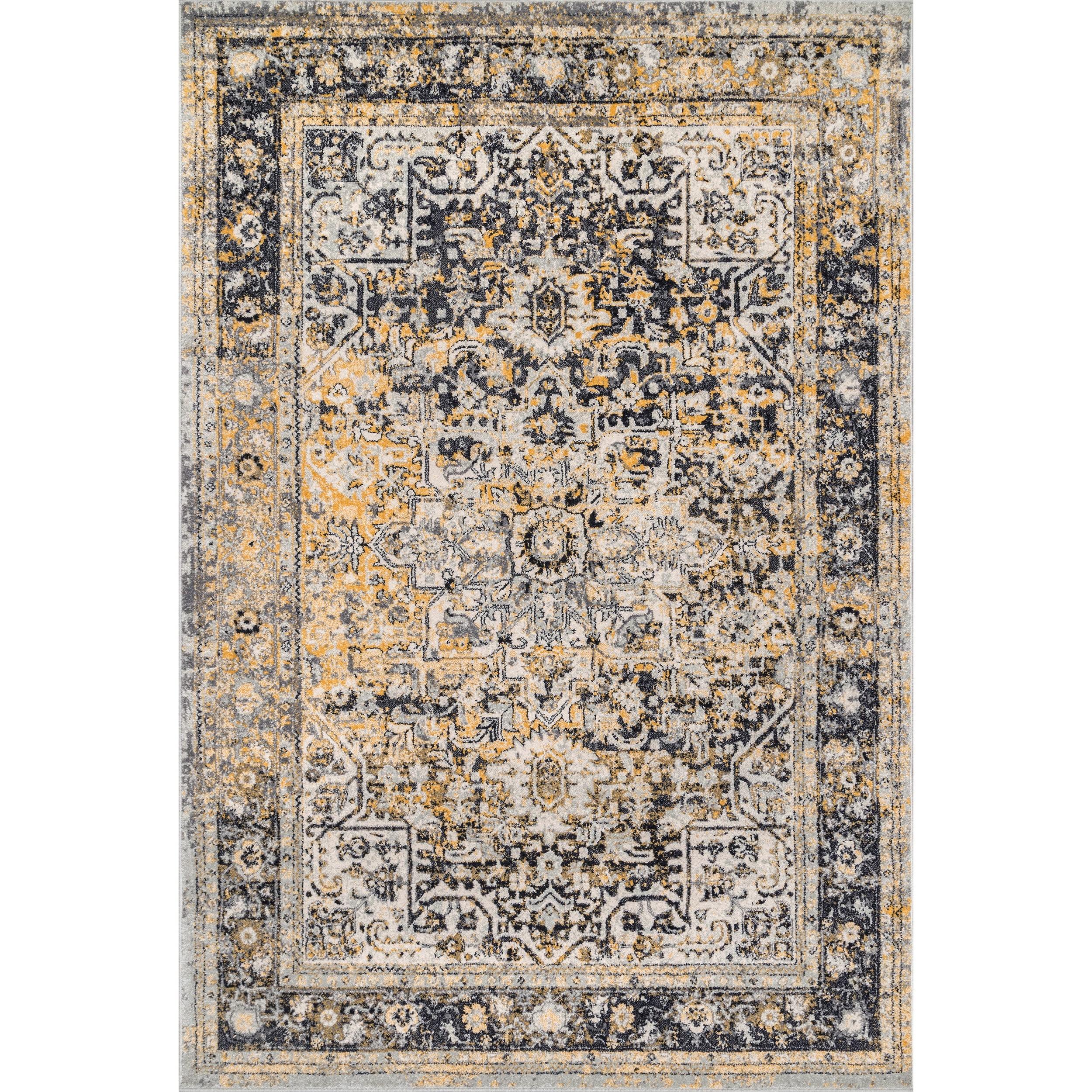 Vintage Gold Medallion 10' x 14' Synthetic Area Rug