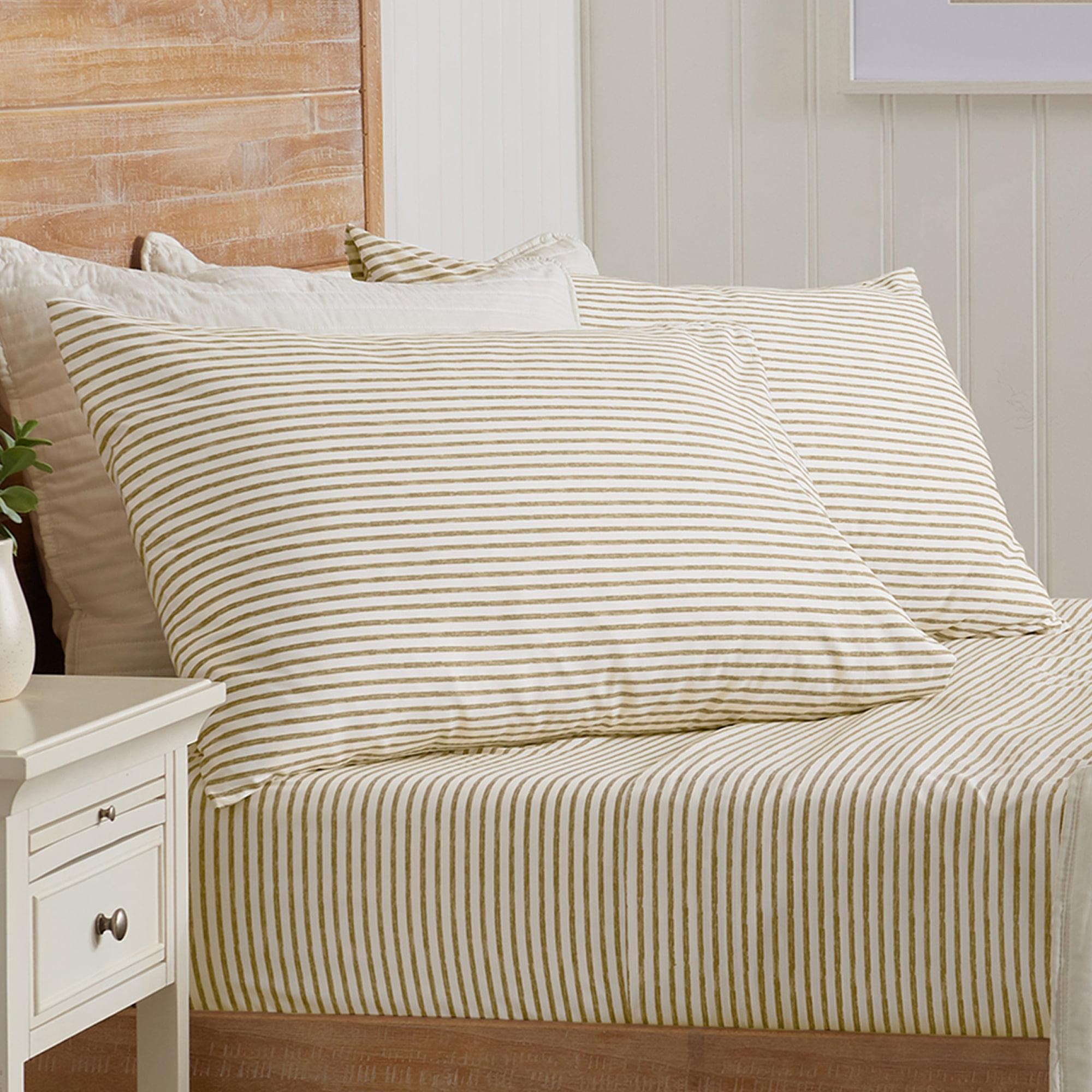 King Light Taupe Striped Microfiber Sheet Set