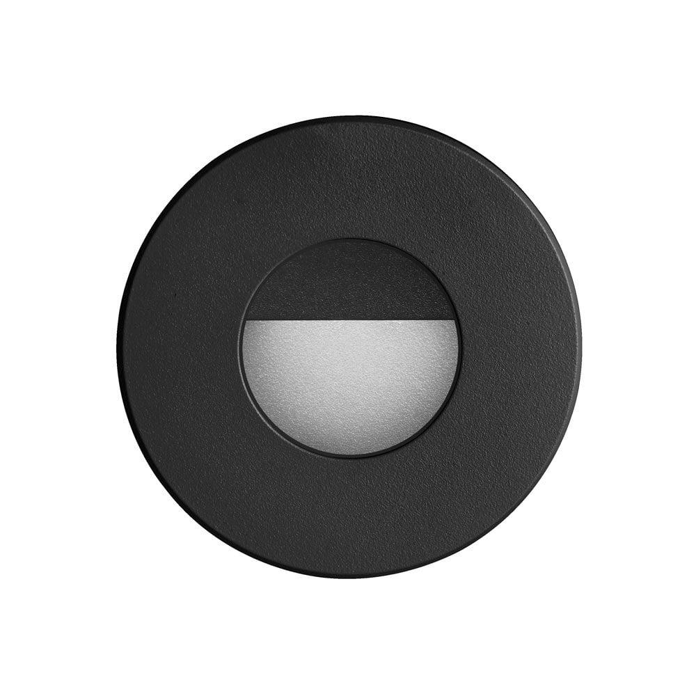 Black Round Dimmable LED Wall Light with Brushed Aluminum Finish