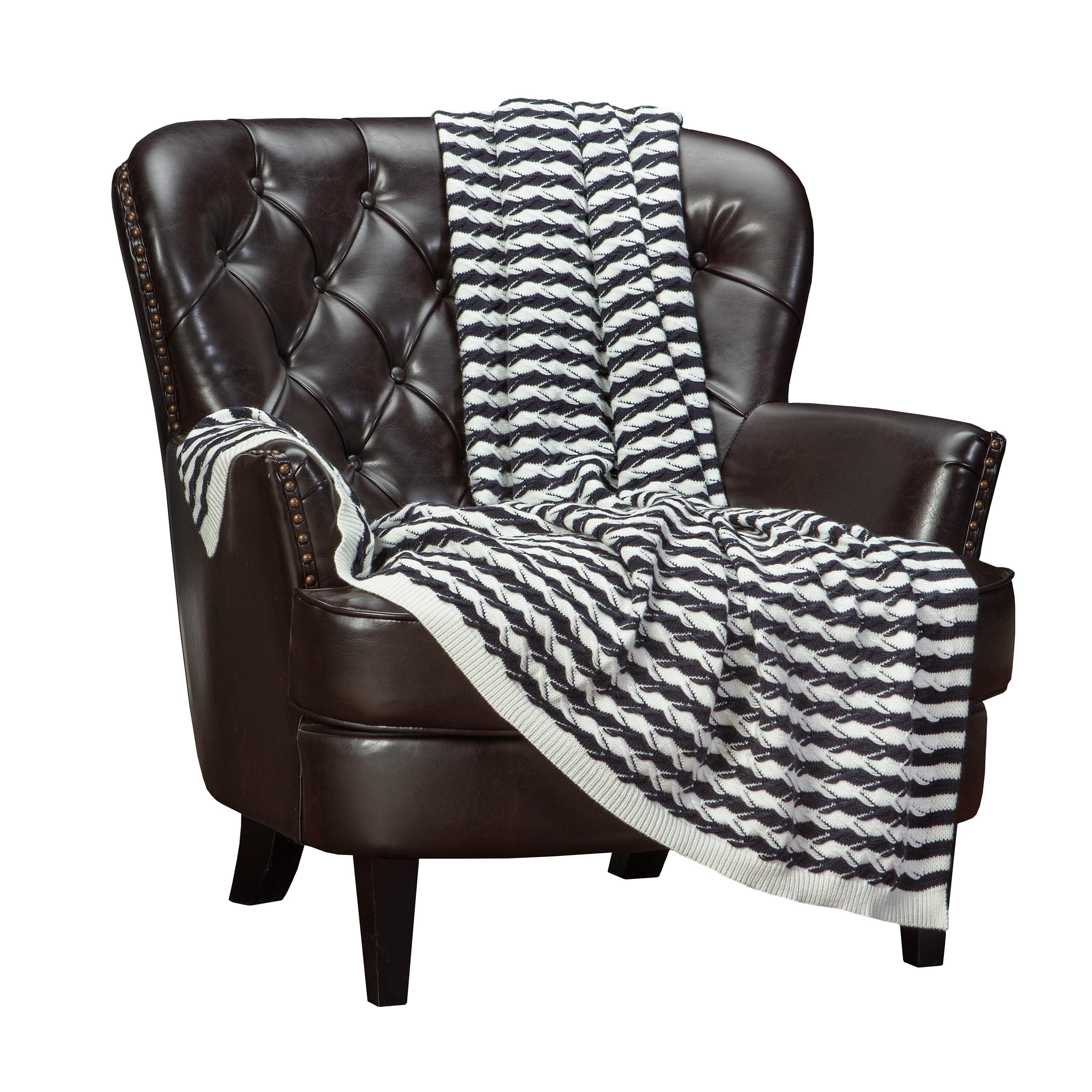 Black and White Striped Knit Acrylic Throw Blanket 50x65 Inches