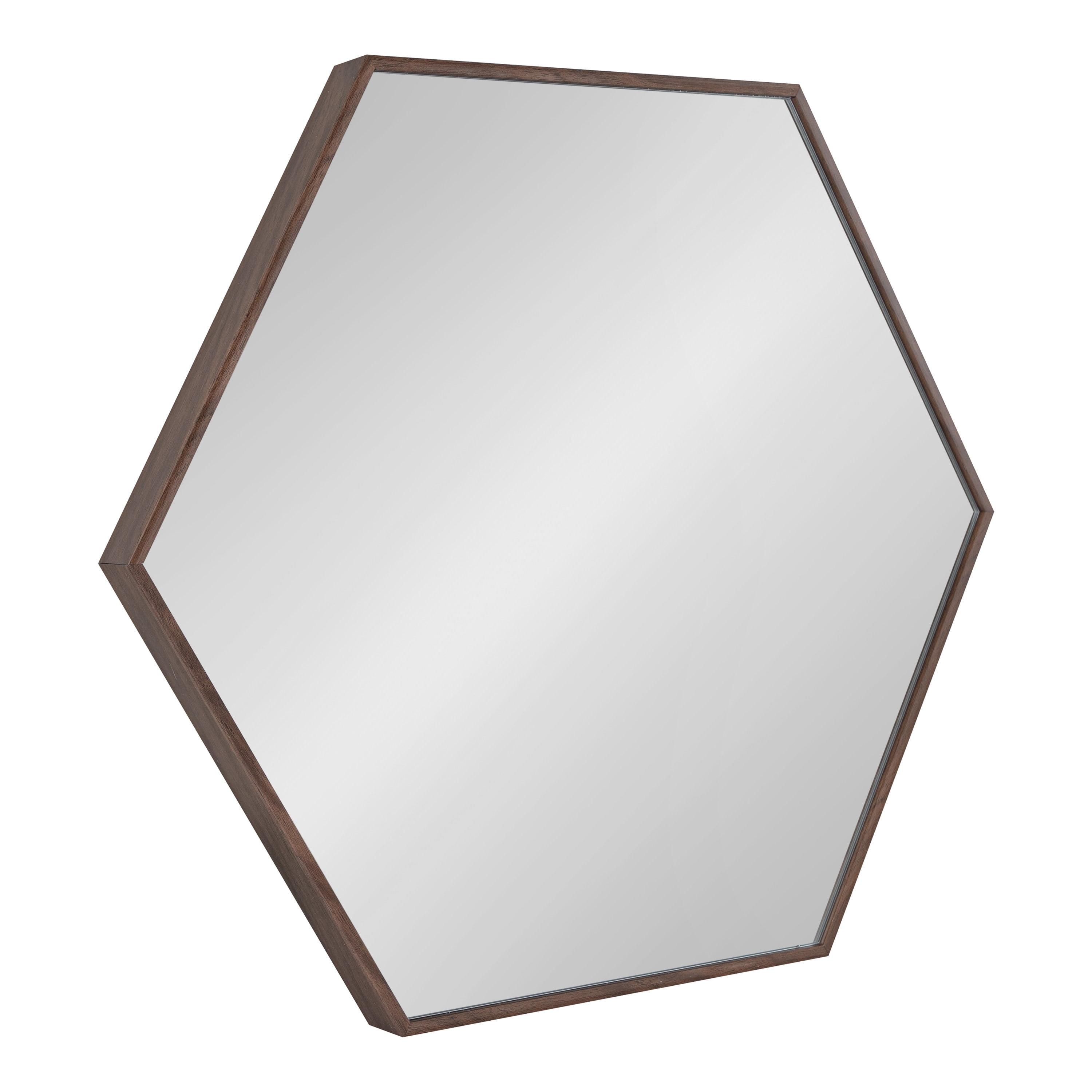 22&#34; x 25&#34; Rhodes Hexagon Wall Mirror Walnut Brown - Kate &#38; Laurel All Things Decor