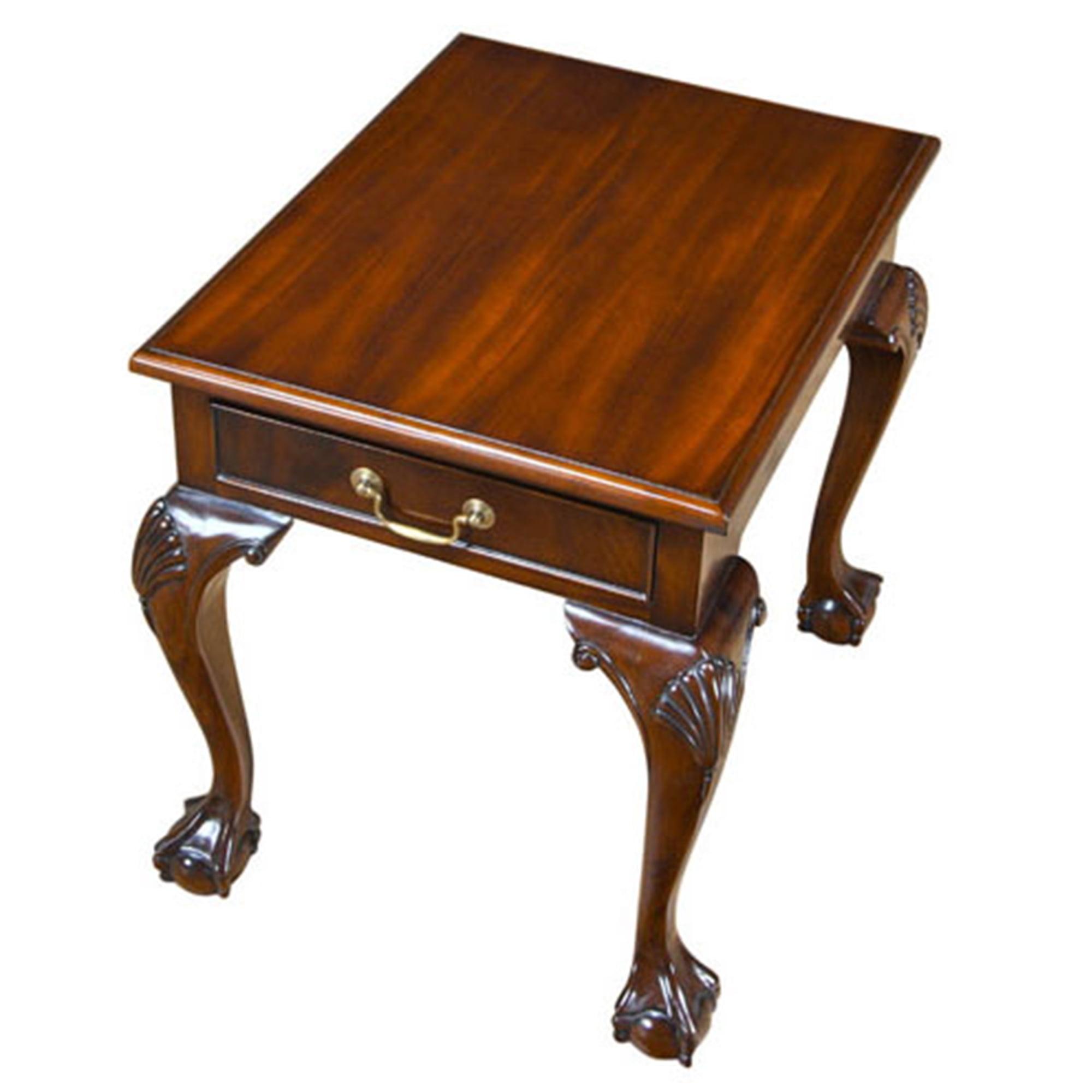 Chippendale Mahogany Rectangular Lamp Table with Drawer