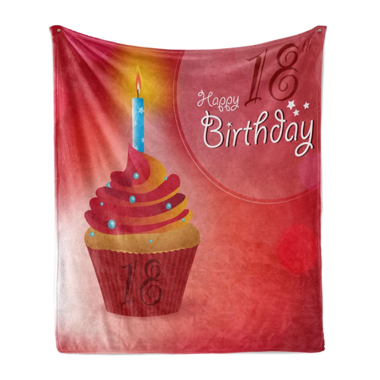 Hot Pink Red 18th Birthday Fleece Throw Blanket