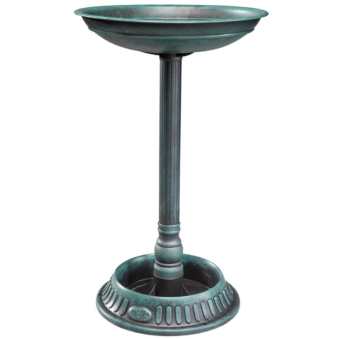 Green and Black Plastic 25" Birdbath with Planter Base